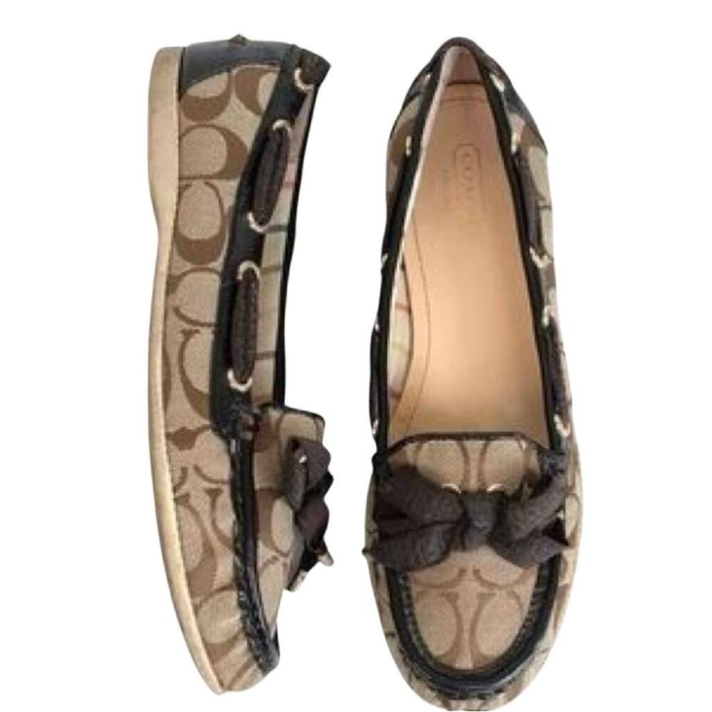 Coach Carisa Brown Monogram Loafers with Box